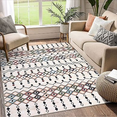 Washable Boho Braided Printed Small Entryway Area Rug Doormat