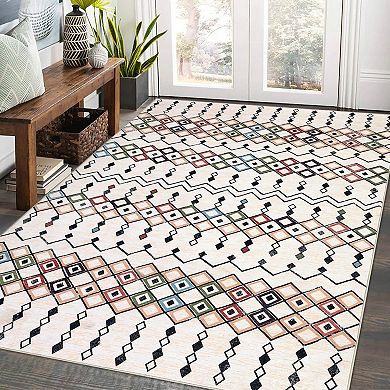 Washable Boho Braided Printed Small Entryway Area Rug Doormat