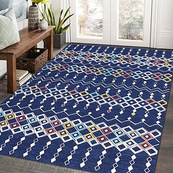 Washable Boho Braided Printed Small Entryway Area Rug Doormat