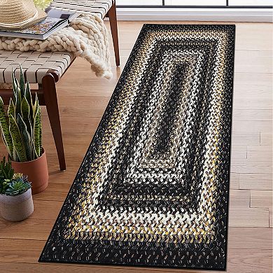 Washable Boho Braided Printed Small Entryway Area Rug Doormat