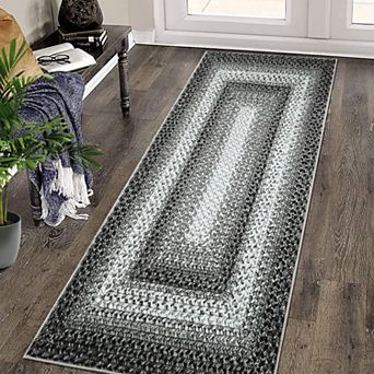 Washable Boho Braided Printed Small Entryway Area Rug Doormat