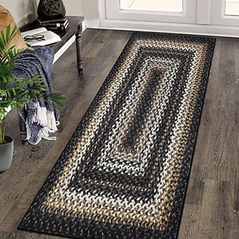 Washable Boho Braided Printed Small Entryway Area Rug Doormat