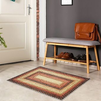 Washable Boho Braided Printed Small Entryway Area Rug Doormat