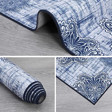 Washable Boho Braided Printed Small Entryway Area Rug Doormat