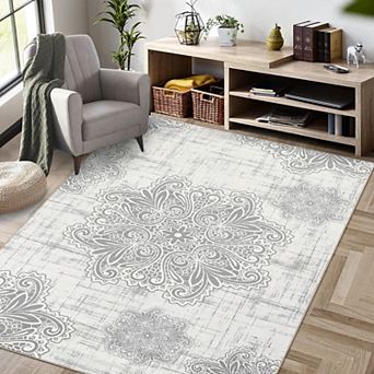 Washable Boho Braided Printed Small Entryway Area Rug Doormat