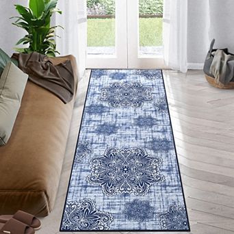 Washable Boho Braided Printed Small Entryway Area Rug Doormat