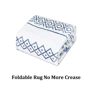 Washable Boho Braided Printed Small Entryway Area Rug Doormat