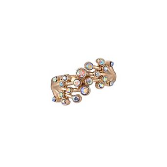 Emberly Gold Tone Polished Statement Ring with AB Stone Accents