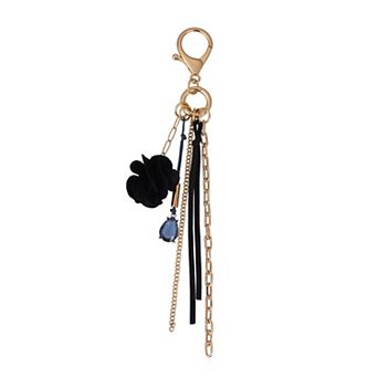 Emberly Gold Tone Blue Flower Bag Charm