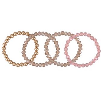 Emberly Gold Tone Beaded Stretch Bracelet 4 pc Set