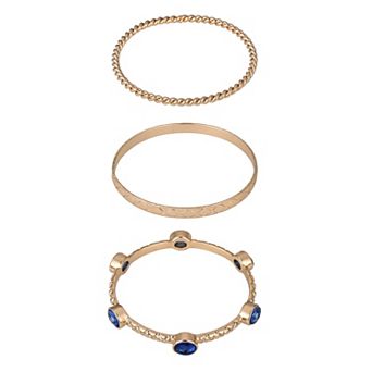 Emberly Gold Tone Polished 3 pc Bangle Bracelet Set
