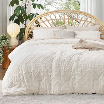 Bedsure Embroidered Tufted All-Season Comforter Set with Shams