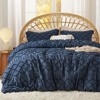 Bedsure Embroidered Tufted All-Season Comforter Set with Shams