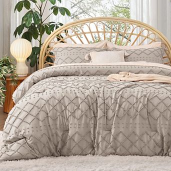 Bedsure Embroidered Tufted All-Season Comforter Set with Shams