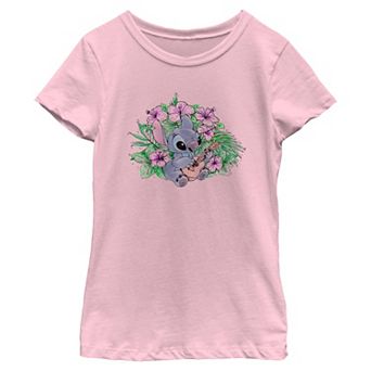 Girls 6-16 Disney's Lilo & Stitch Floral Ukulele Stitch Graphic Tee