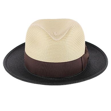 Epoch Hats Company Men's Poly Braid Two Tone Fedora Hats With Contrast Band