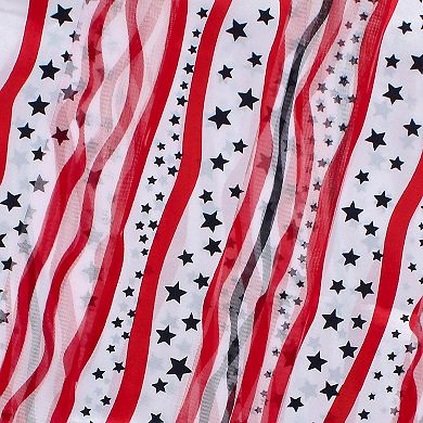 CTM Women's Satin American Stars and Stripes Lightweight Scarf