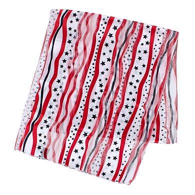 CTM Women's Satin American Stars and Stripes Lightweight Scarf
