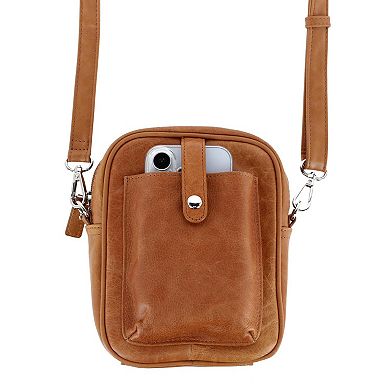 Cal-Wyn Women's Leather Phone Pocket Crossbody Handbag