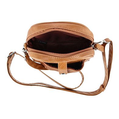 Cal-Wyn Women's Leather Phone Pocket Crossbody Handbag