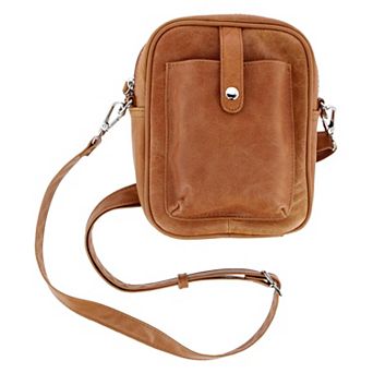 Cal-Wyn Women's Leather Phone Pocket Crossbody Handbag
