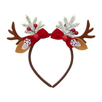 Bow Antlers Headband With Floral Accents