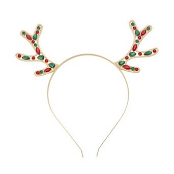 Gold Tone Rhinestone Antlers Headband