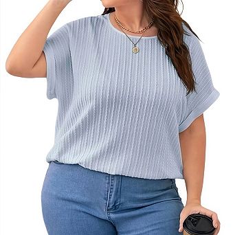 Womens Plus Size Tops Spring Summer Sweaters Dressy Casual Short Sleeve Shirts Business Blouses