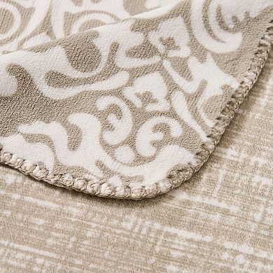 Tahari Home Capri Reversible Printed Plush Throw Blanket