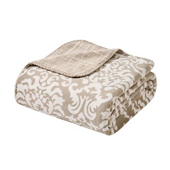Tahari Home Capri Reversible Printed Plush Throw Blanket