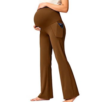 Womens Maternity Flared Leg Pants Over The Belly Stretchy Pregnancy Trousers