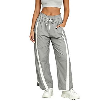 Womens High Waisted Striped Wide Leg Track Pants Casual Workout Fashion Trousers