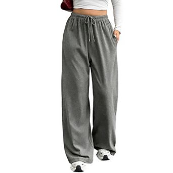 Womens High Waisted Wide Leg Sweatpants Casual Loungewear Drawstring Trousers