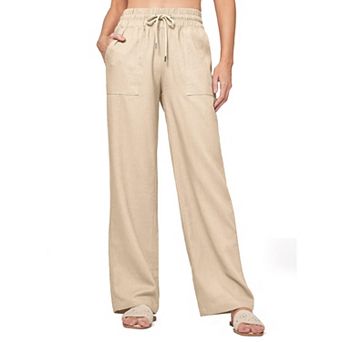 Womens High Waisted Wide Leg Pants Casual Drawstring Lightweight Summer Trousers