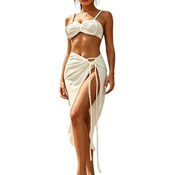 Womens Braided Crop Top and Maxi Skirt Set Two-Piece Summer Beach Outfit