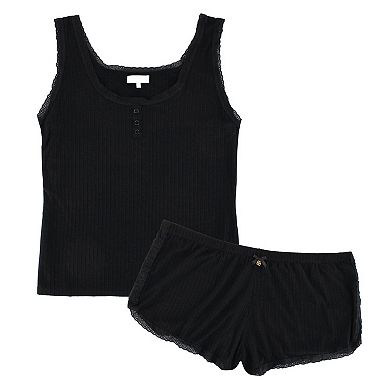Daisy Fuentes Women's Plus Size Pointelle Tank and Short Pajama Set