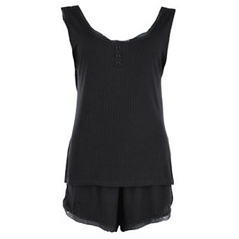 Daisy Fuentes Women's Plus Size Pointelle Tank and Short Pajama Set