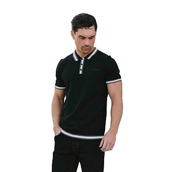 Lambretta Mens Valero Knitted Tipped Short-Sleeved Polo Shirt