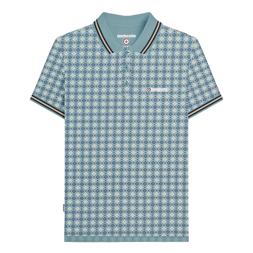 Lambretta Mens SS25 Geometric Polo Shirt