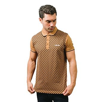 Lambretta Mens Two Tone All-Over Print Polo Shirt