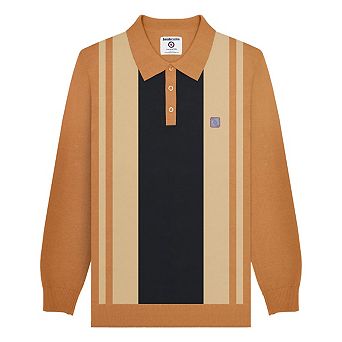 Lambretta Mens AW24 Vintage Panelled Long-Sleeved Polo Shirt