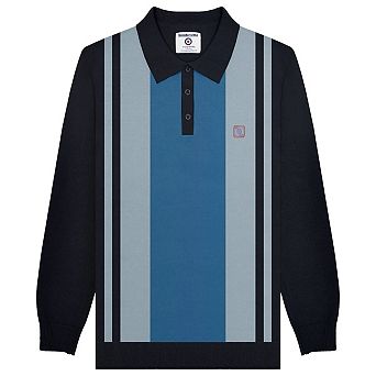 Lambretta Mens AW24 Vintage Panelled Long-Sleeved Polo Shirt