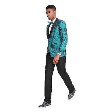 Men's 3-Piece Floral Suit Set w/ Satin Shawl Collar & Matching Bowtie