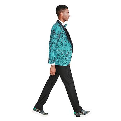 Men's 3-Piece Floral Suit Set w/ Satin Shawl Collar & Matching Bowtie