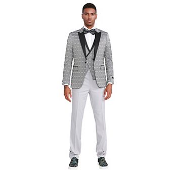 Men's 3 pc Checkered Windowpane w/ Double Breasted Vest