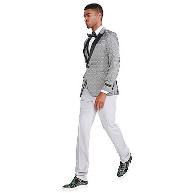 Men's 3-Piece Checkered Windowpane w/ Double Breasted Vest