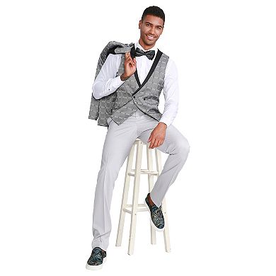 Men's 3-Piece Checkered Windowpane w/ Double Breasted Vest