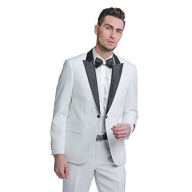 Men's 2-Piece Solid Suit Set w/ Satin Peak Lapel
