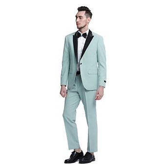 Men's 2 pc Solid Suit Set w/ Satin Peak Lapel