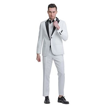 Men's 2 pc Solid Suit Set w/ Satin Peak Lapel